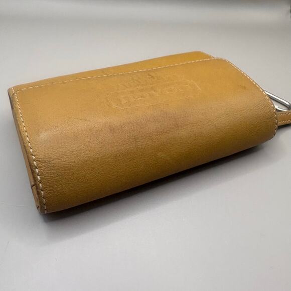 VTG Coach Leatherware Wallet Cardholder Tan Zip Trifold Carabiner  Y2K - Picture 6 of 16